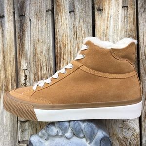 New Rag & Bone Army Shearling Lined Sneaker Suede Oak Tan 36.5